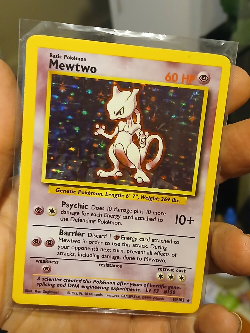 Mewtwo Holographic Pokémon Trading Card - Yellow